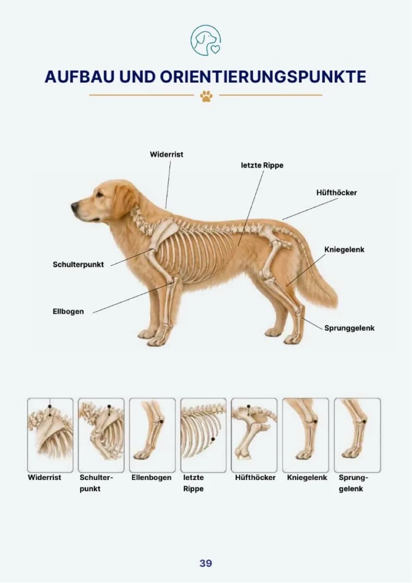 Buchseite 39 – Aufbau und Orientierungspunkte am Hund